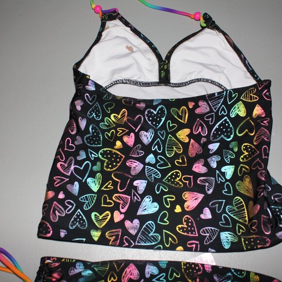 Multi Color 2 Pcs Justice Tankini Swimsuit Size 10 1/2 - Picture 6 of 12